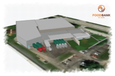 Artist rendering of new Food Bank of Iowa building addition