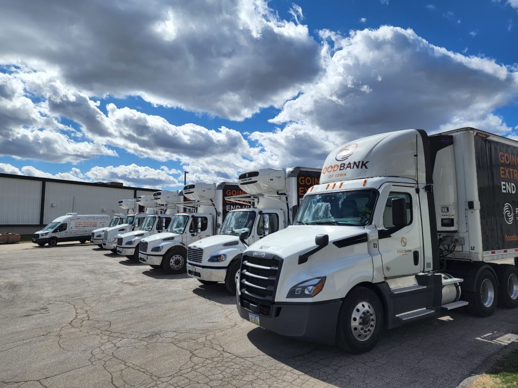 Food bank trucks at dock